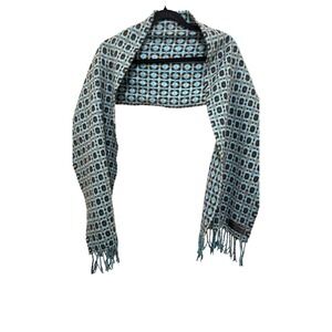 Soft Than & Cashmere Brown Patterned Acrylic Scarf Fringed Ends 12‎ x 65